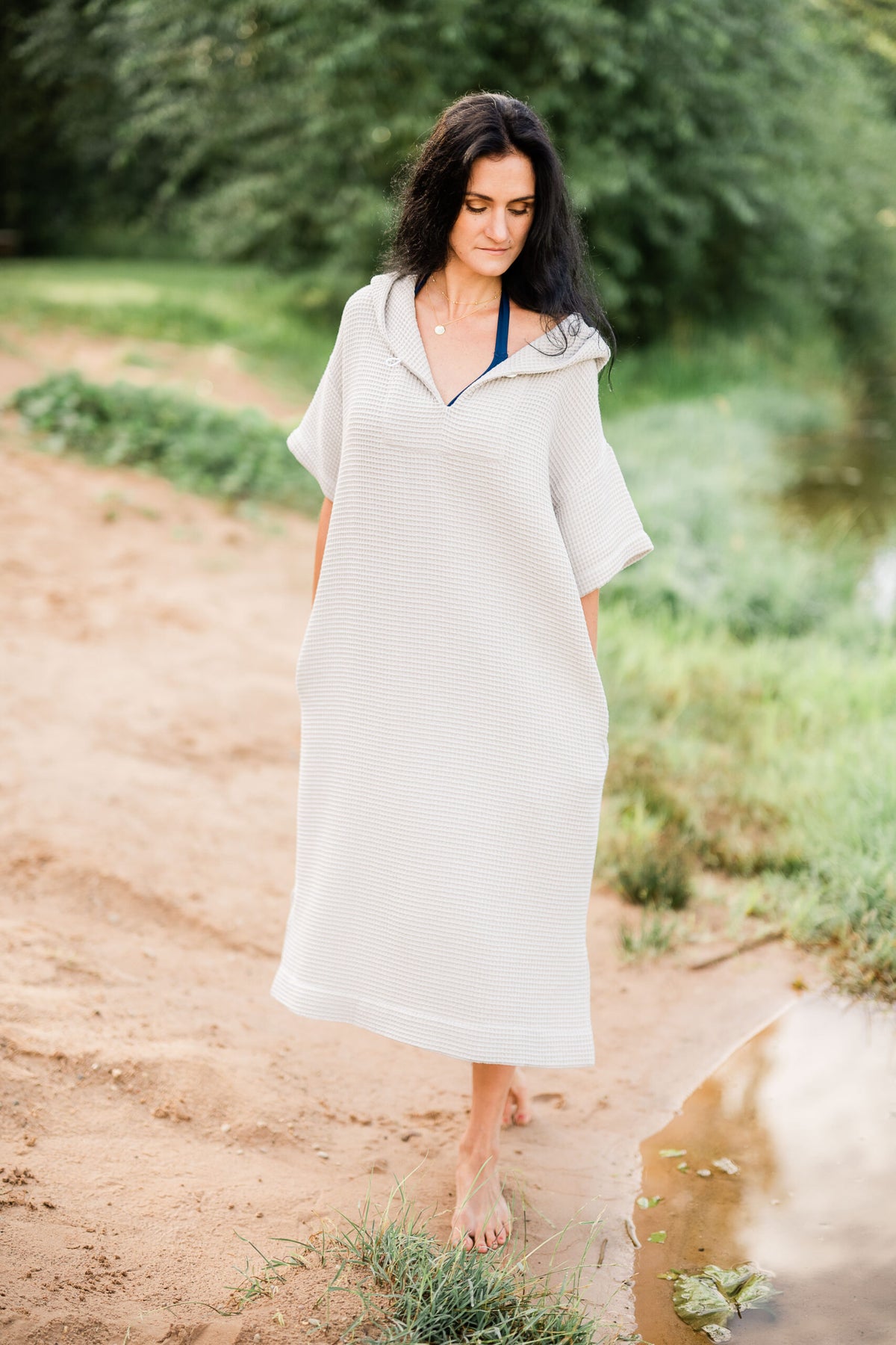 Short-Sleeve Surf Poncho - Cotton Waffle
