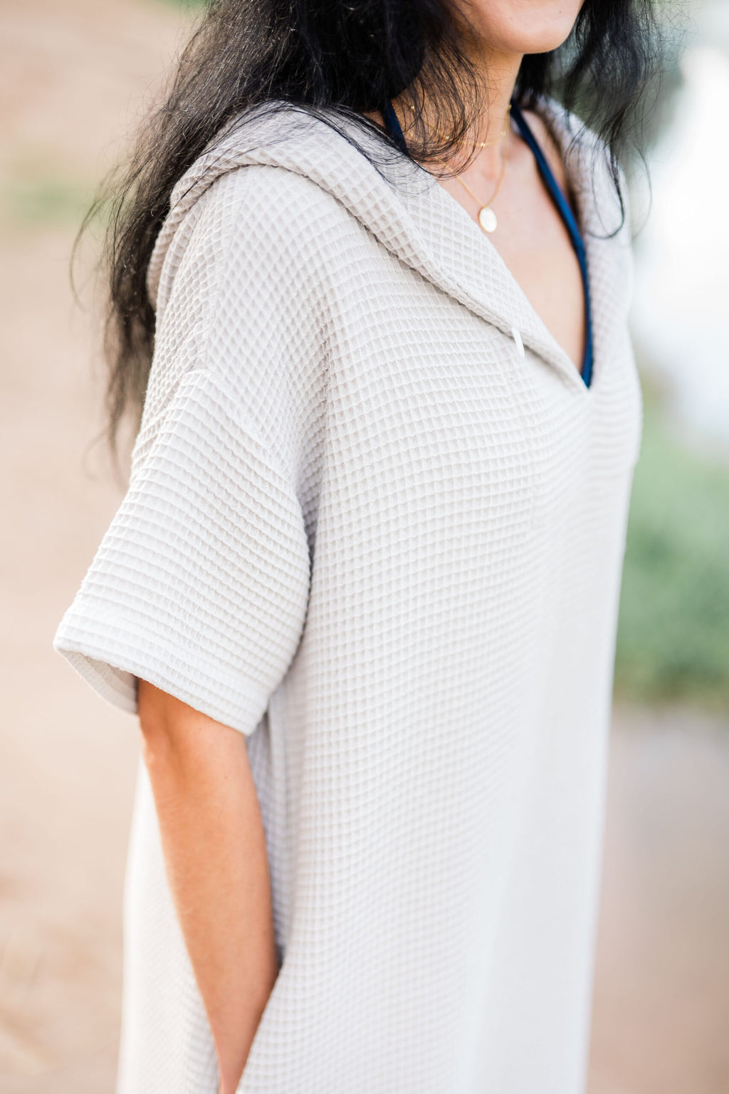 Short-Sleeve Surf Poncho - Cotton Waffle