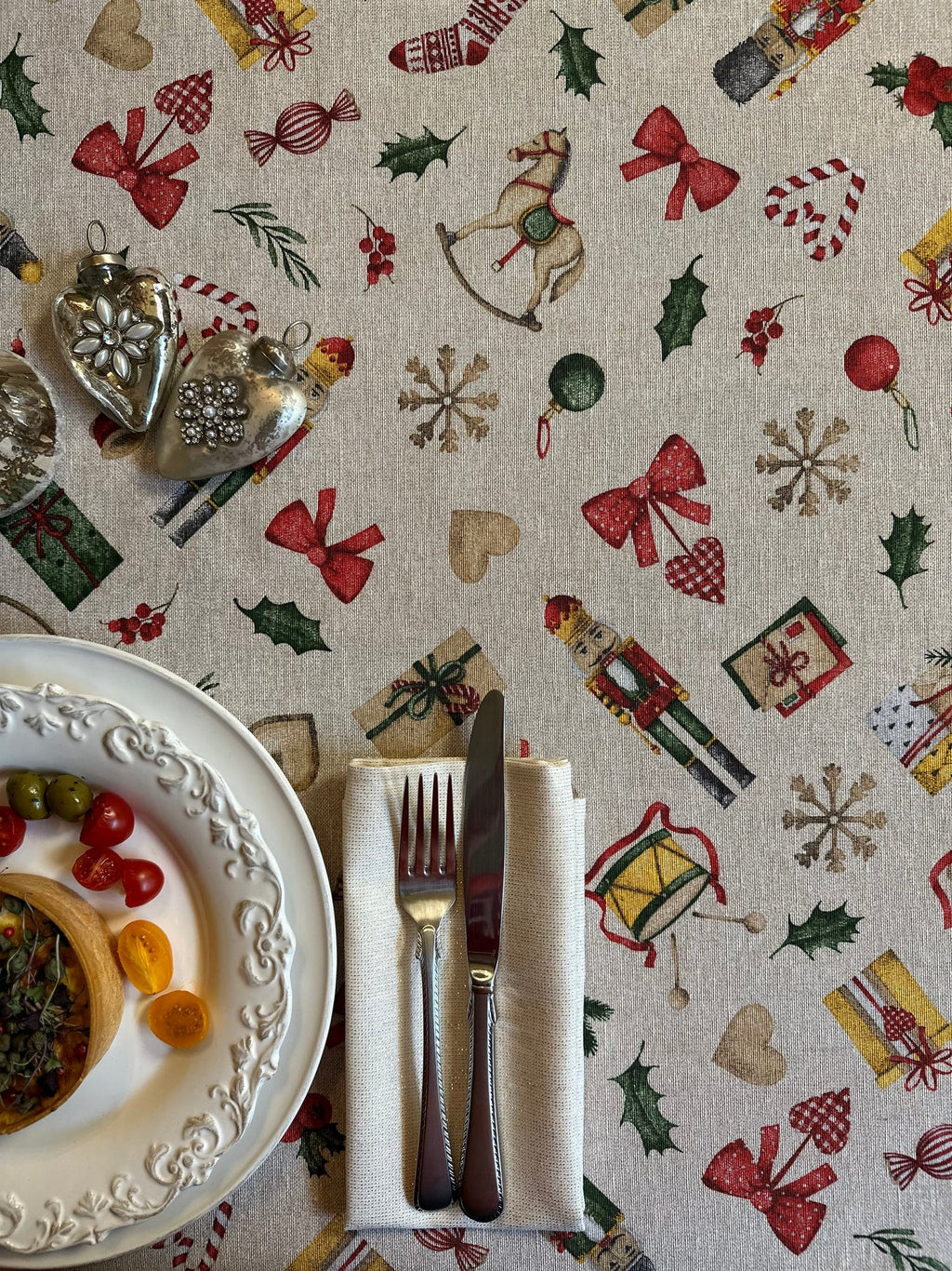 Festive Motive Christmas Story Rectangular Tablecloth