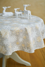 Christmas Motive Snowflakes Round Tablecloth