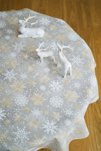 Christmas Motive Snowflakes Round Tablecloth