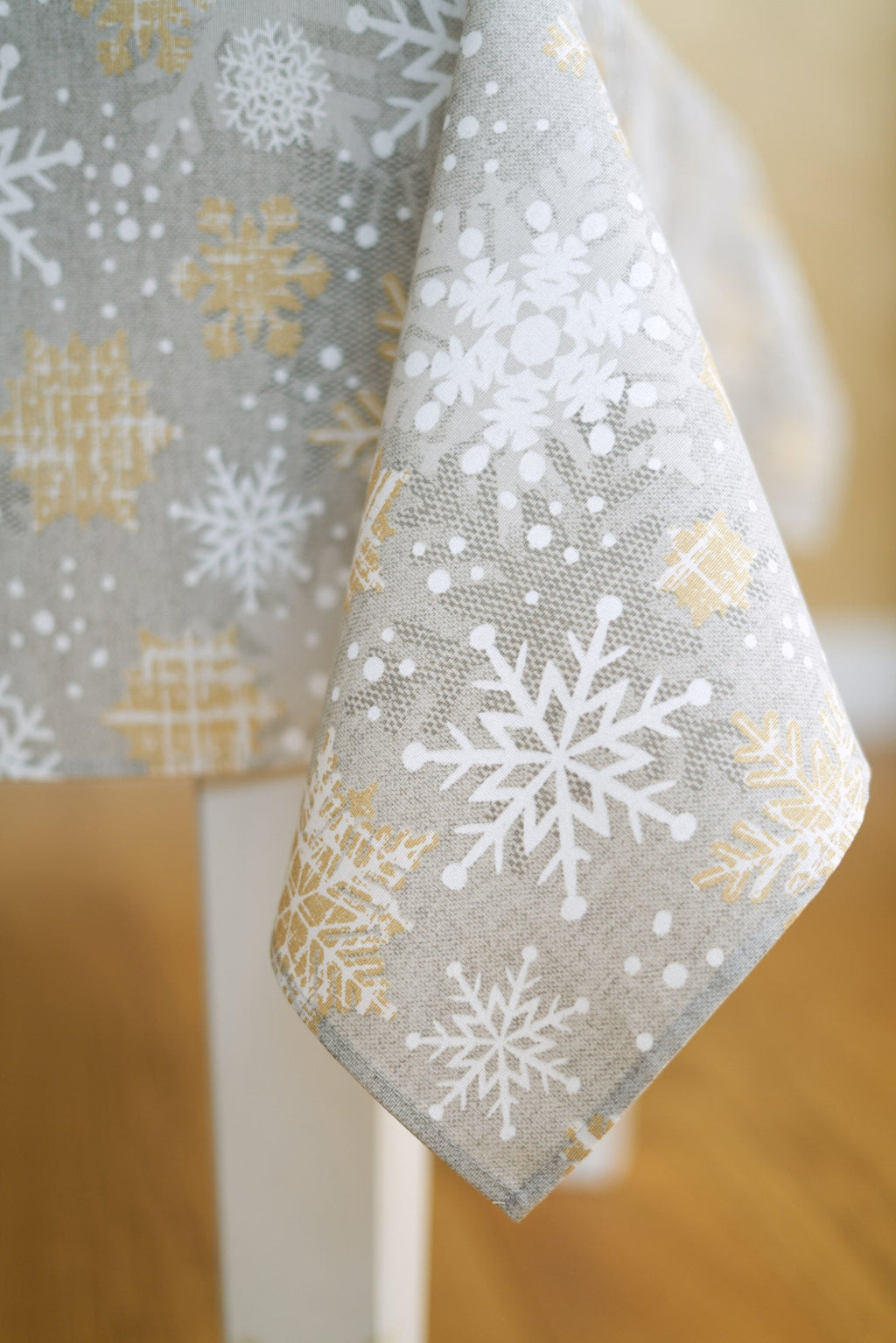 Winter Motive Snowflakes Rectangular Tablecloth