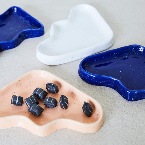Ceramic Wave Tray – Blue Triangle