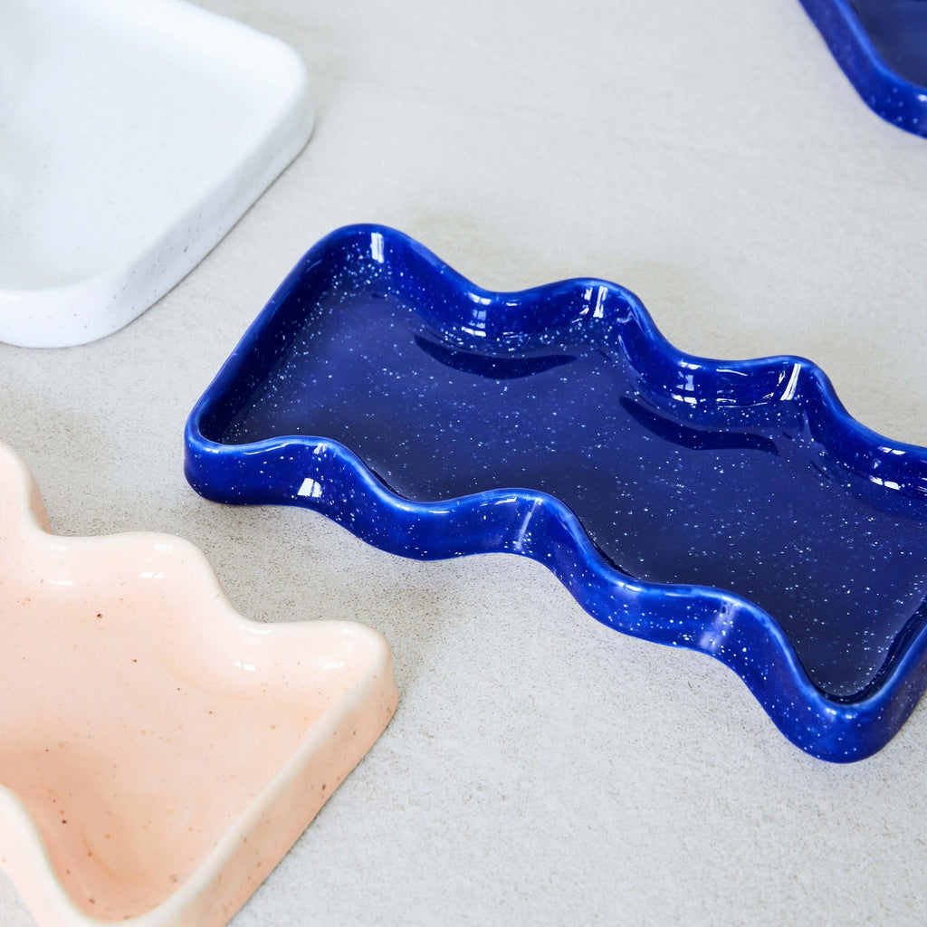 Ceramic Wave Tray – Rectangular Blue