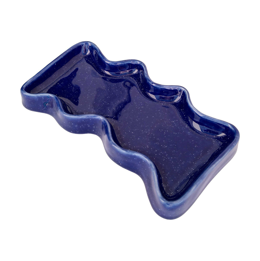 Ceramic Wave Tray – Rectangular Blue