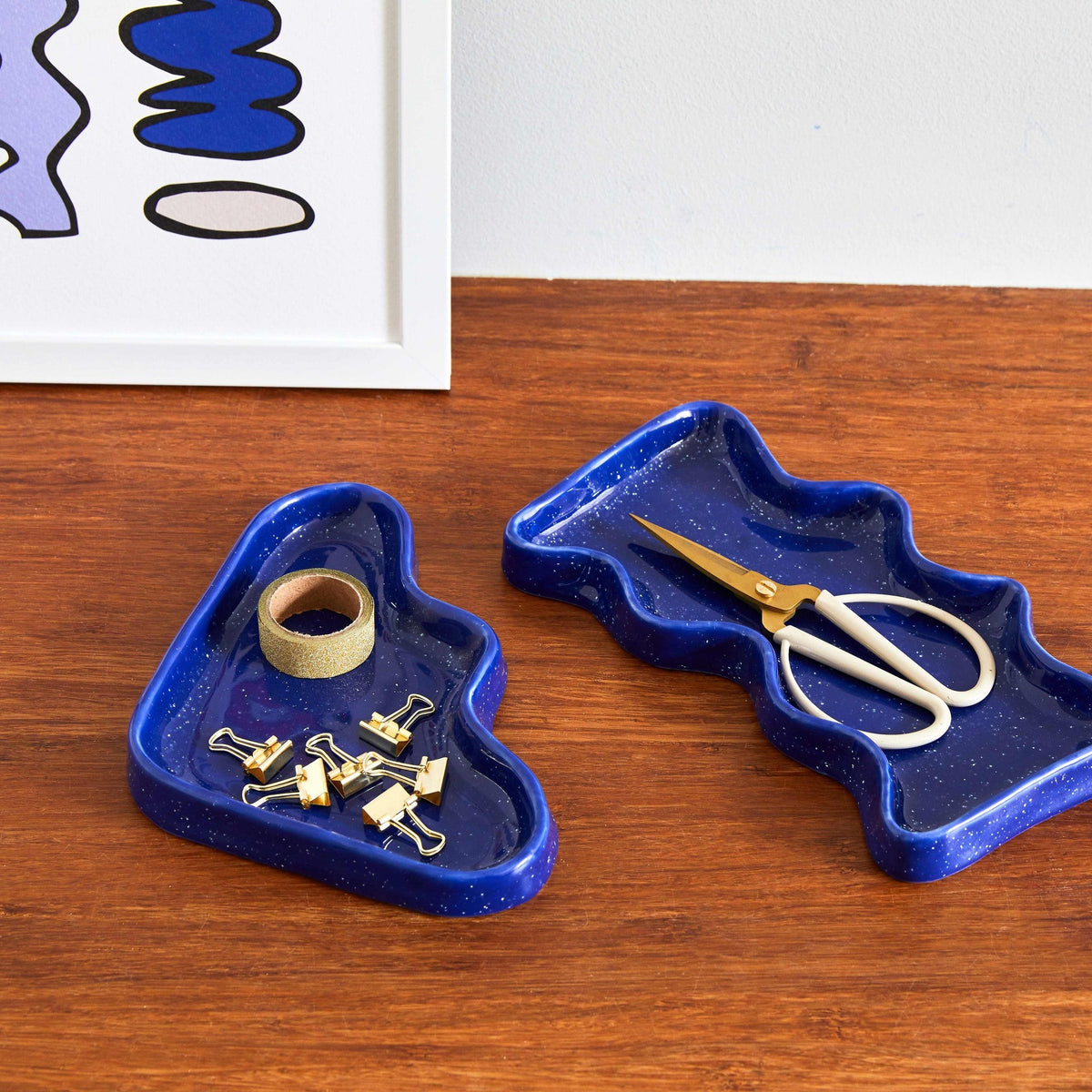 Ceramic Wave Tray – Rectangular Blue