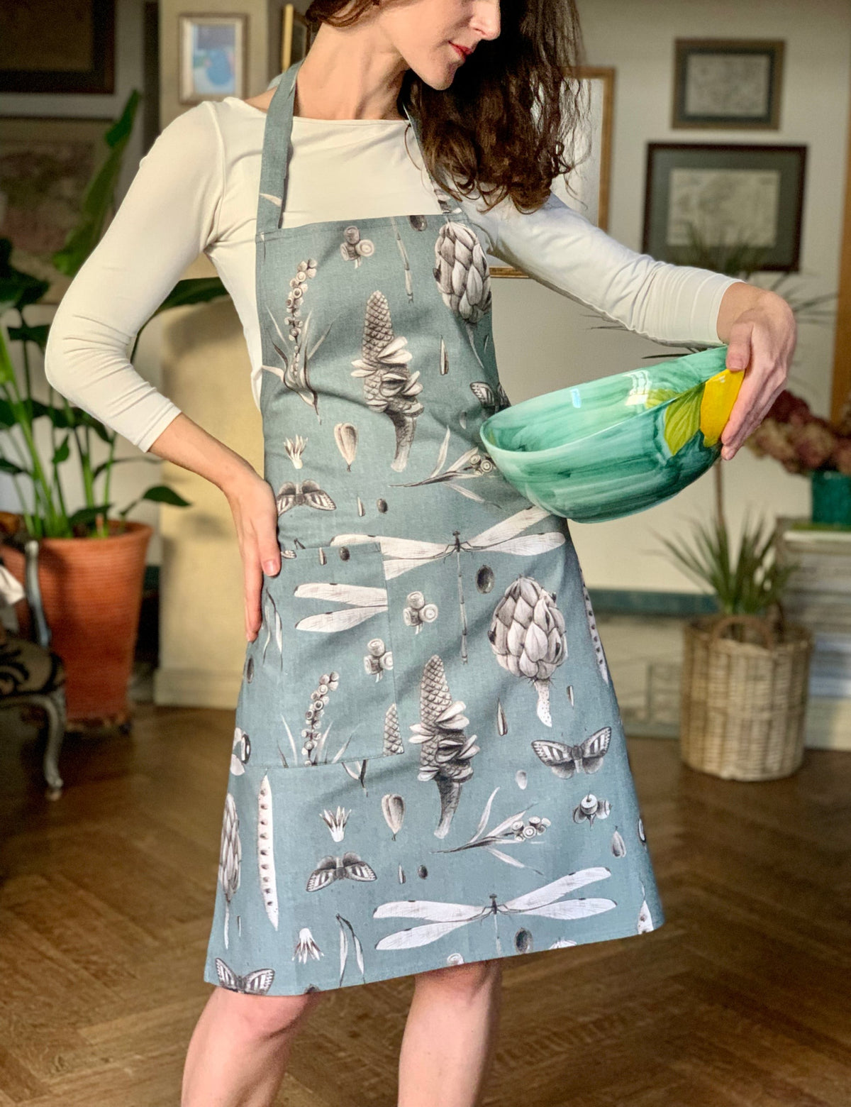 Ladies' Apron - Seeds Aqua