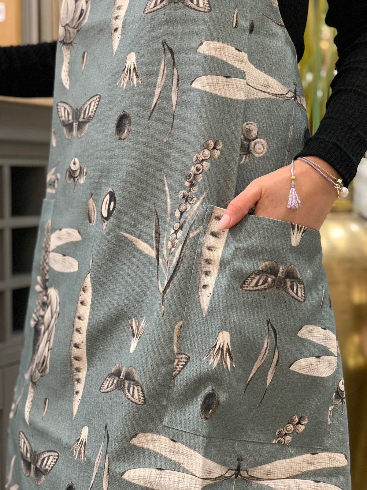 Ladies' Apron With Crossed Straps - Seeds Aqua