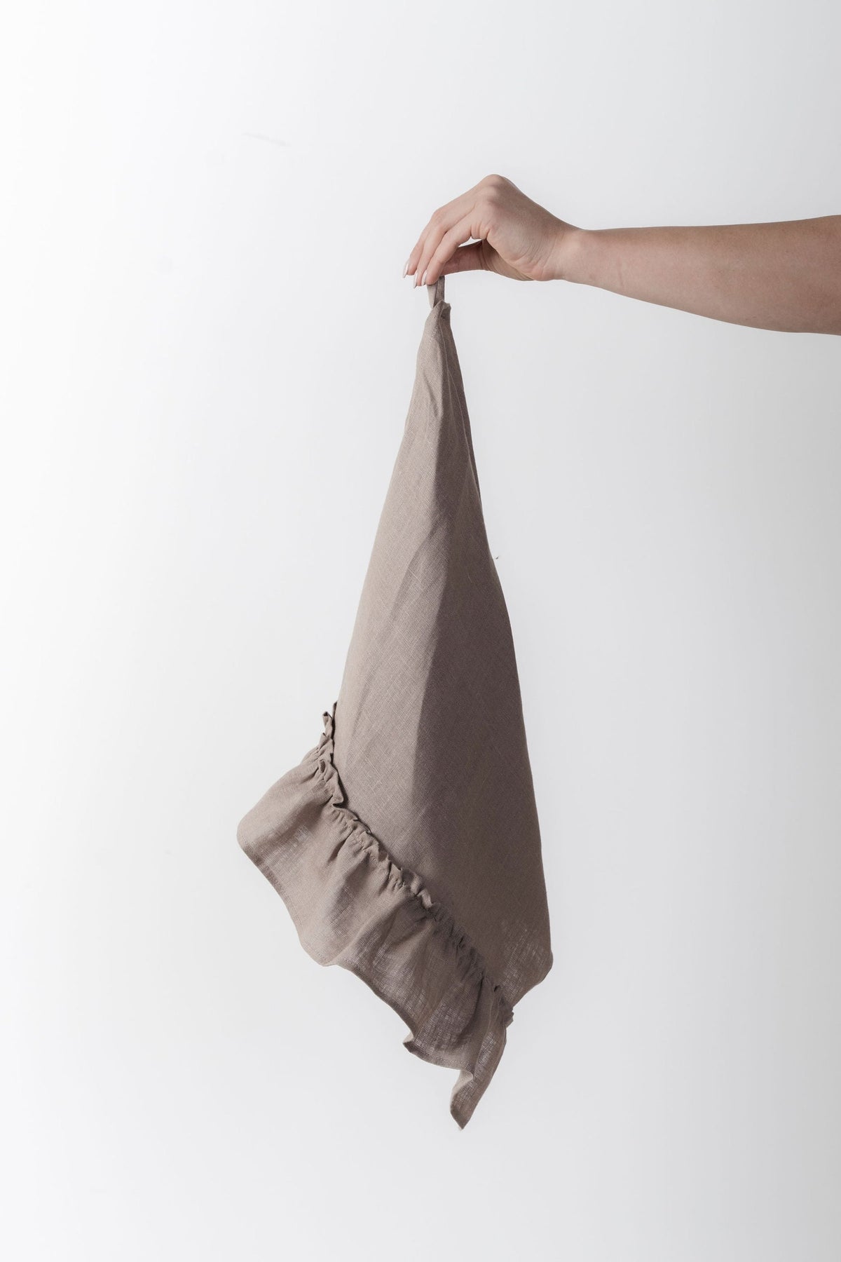 Linen Kitchen Towel With Ruffles