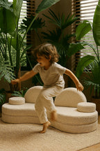 MeowBaby® Modular Sofa Coccolo for Kids – 6 Piece, Bearly Off-White
